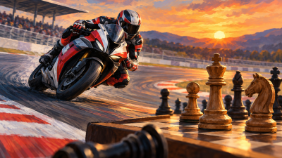 Ilustrasi AI balap motor dan catur; bukan foto kejadian.